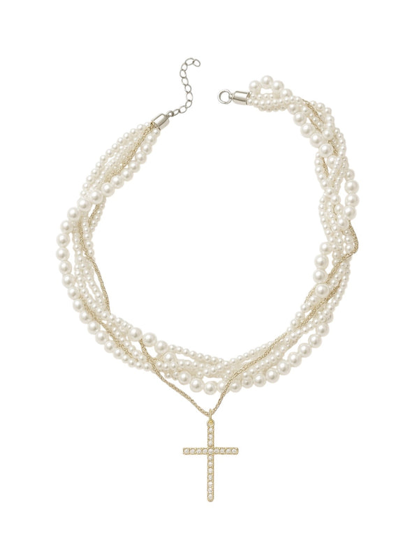 Harmony Pearl Cross Necklace